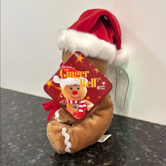 Festive Gingerbread Plush with Santa Hat - Picture 2 of 9